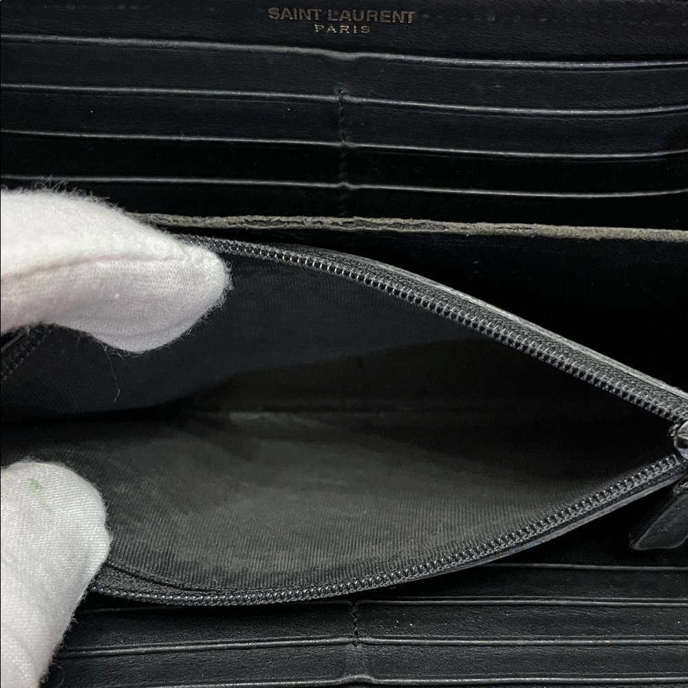 YSL Black Leather Wallet with Gold Accents - Picture 8 of 14